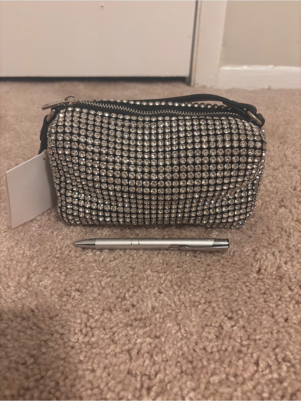 Alexander Wang Silver Crystal Mini Bag with Black Strap - Picture 14 of 16